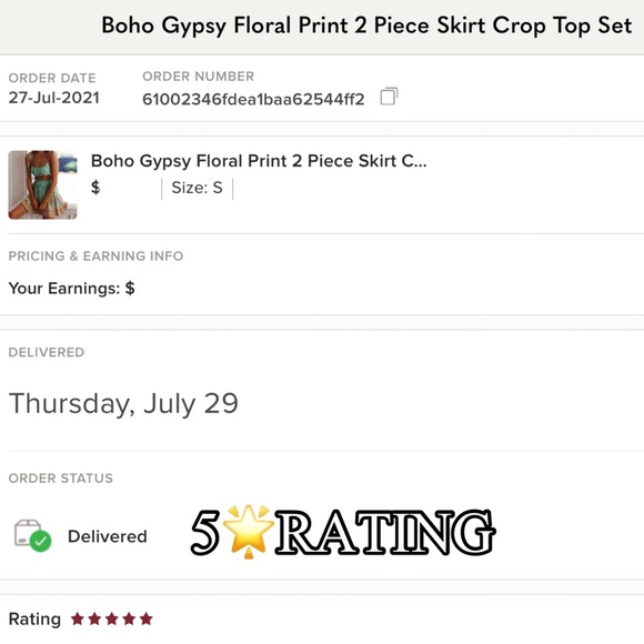 Boho Gypsy Floral Print 2 Piece Skirt Crop Top Set - Picture 6 of 12